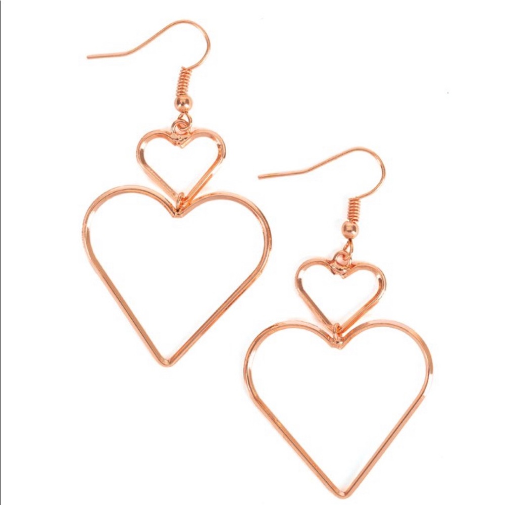 Paparazzi heart copper earrings